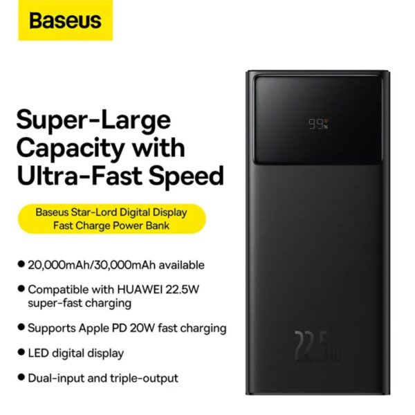 Baseus Fast Charging Power Bank 30000mAh 22.5W Star-Lord Digital Display - Image 3